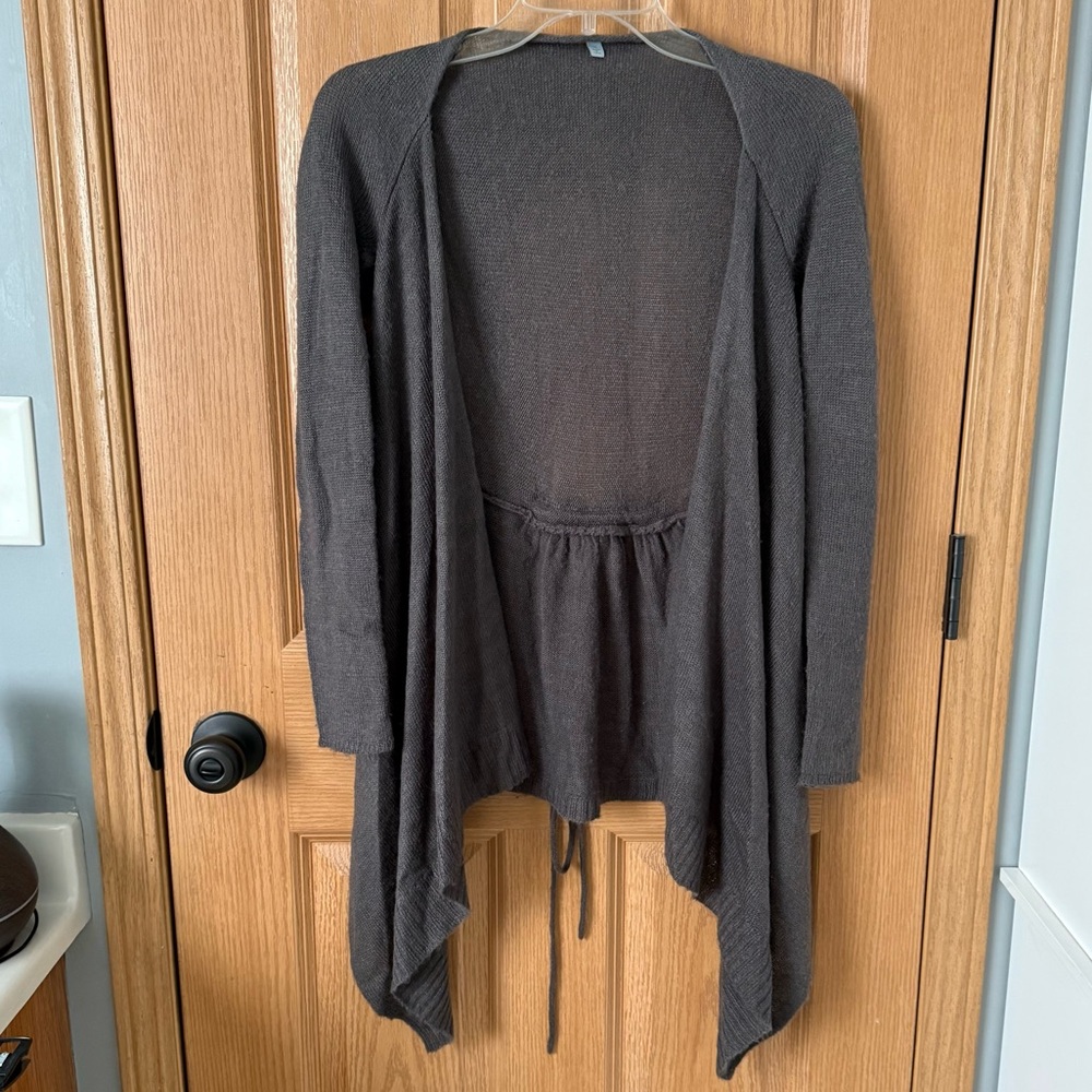 Charlotte Russe Dark Gray Open-Front Waterfall Cardigan